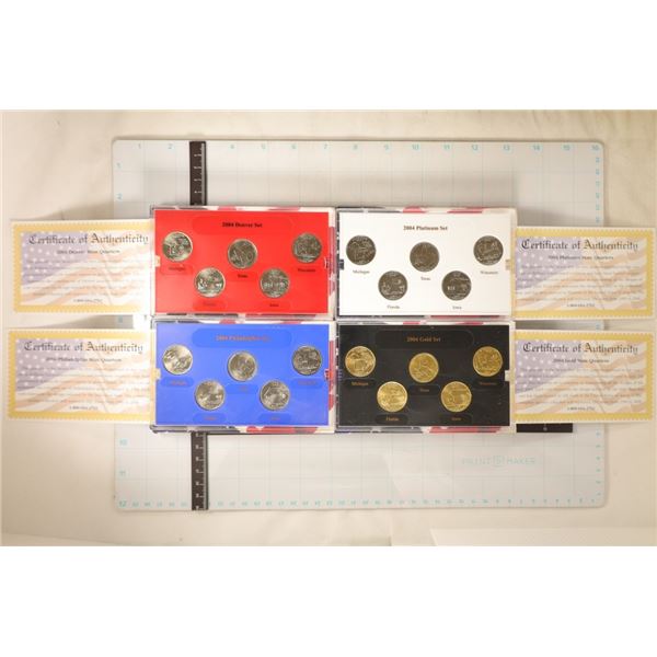 4-US 50 STATE QUARTER SETS IN BOXES WITH CERTS.,