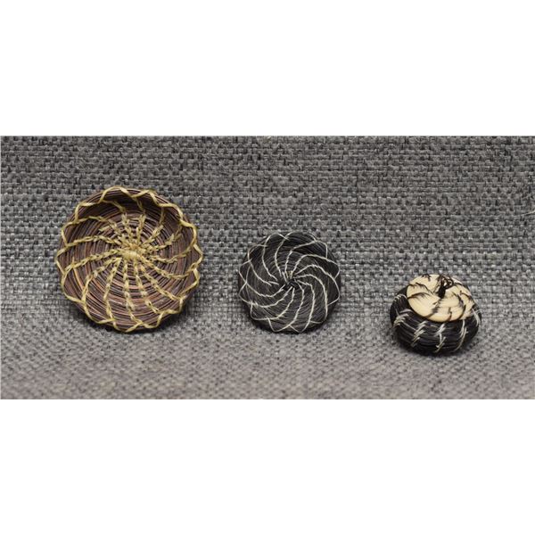 THREE PAPAGO HORSE BASKETS