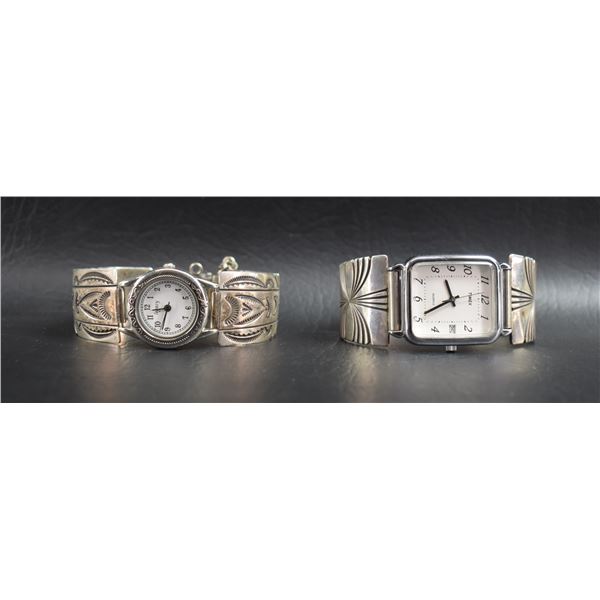 TWO NAVAJO WATCH BRACELETS