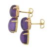 Image 5 : Vintage 14K Yellow Gold Round & Oval Cabochon Cut Amethyst Drop Dangle Earrings
