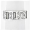 Image 2 : Platinum 4 ctw Straight Baguette & Round High Quality Diamond Eternity Band Ring