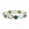 Image 2 : 11.83 ctw Emerald and 1.82 ctw Diamond 14K White and Yellow Gold Bracelet