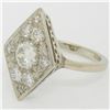 Image 2 : Antique 14K White Gold 1.67 ctw European & Single Cut Diamond Rhombus Platter Ri