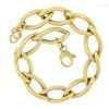 Image 5 : Estate 18k Yellow Gold 7" Polished Fancy Marquise Shaped Link Chain Bracelet