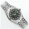 Image 3 : Rolex Mens Stainless Steel Black String Diamond Lugs And Ruby Datejust 36MM