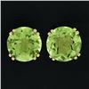 Image 4 : 14k Yellow Gold 4 ctw Round Brilliant Cut Dual Prong Green Peridot Stud Earrings