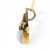 Image 6 : Antique Art Nouveau 14K Gold Cabochon Moonstone Scroll Petite Pendant & Chain