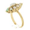 Vintage 14K Gold Oval Cabochon Opal Solitaire & Halo Navette Marquise Shape Ring