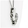 Image 3 : Estate 14K White Gold 0.20 ctw Diamond Cluster Slide Bypass Pendant w/ Box Chain