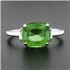 Image 2 : 14K White Gold 3.04 ctw Cushion Green Chrome Tourmaline w/ Diamond Accent Ring