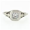Image 5 : Antique Art Deco 18k White Gold European Diamond Floral Filigree Engagement Ring