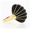 Image 4 : 14K Yellow Gold Black Onyx Polished Striped Wire Work Domed Scalloped Shell Ring