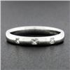 Image 2 : British 18k White Gold .05 ctw Flush Set Princess Diamond Three 3 Stone Band Rin