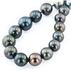 Image 3 : 11MM to 15MM Tahitian Cultured Pearl and 0.35 ctw Diamond 14K White Gold Necklac