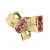 Image 4 : Vintage Retro 10k Yellow Gold Round Brilliant Red Stone Polished Bow Ribbon Ring
