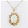 Image 2 : 13.39 ctw Opal and 1.53 ctw Diamond 14K White and Yellow Gold Pendant