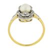 Image 8 : Antique Edwardian 14K Gold & Platinum European Diamond & 5.9mm Pearl Dinner Ring
