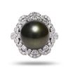Image 1 : 13mm Tahitian Pearl and 1.15 ctw Diamond 18K White Gold Ring