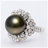 Image 2 : 13mm Tahitian Pearl and 1.15 ctw Diamond 18K White Gold Ring