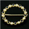 Image 6 : 18k Yellow Gold.70 ctw Bezel Round Sapphire & Diamond Circle of Life Pin Brooch
