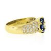 Image 5 : Fancy 18k Yellow Gold 1.71 ctw Sapphire & Diamond Cluster Flower Wide Band Ring