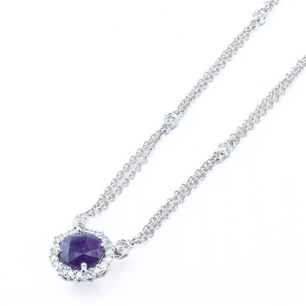 2.08 ctw UNHEATED Pinkish Purple KASHMIR Sapphire and 0.53 ctw Diamond 14K White