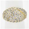Image 1 : 14k Yellow Gold 2 ctw Pave Round Brilliant Diamond Wide Domed Cocktail Band Ring