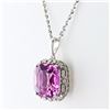 Image 2 : 28.44 ctw Kunzite and 0.53 ctw Diamond 14K White Gold Pendant