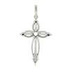 Image 5 : Solid 10k White Gold 0.35 ctw Round Prong Set Diamond Open Work Cross Pendant