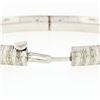 Image 4 : Vintage 14K White Gold Etched Textured Faceted 6.5" Open Slip On Bangle Bracelet