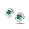 Image 2 : 5.17 ctw Emerald and 0.73 ctw Diamond Platinum and 18K Yellow Gold Earrings