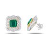 Image 3 : 5.17 ctw Emerald and 0.73 ctw Diamond Platinum and 18K Yellow Gold Earrings