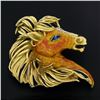 Image 2 : Frascarolo & Co. 18K Gold Detailed Enamel 3D Horse Head Pin Brooch w/ Diamonds