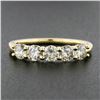 Image 8 : NEW 18k Gold .92 ctw Round Low Profile Light Brown Diamond 5 Stone Stack Band Ri