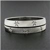 Image 2 : Vintage 14k White Gold .08 ctw Single Star Pave Diamond Brushed Finish Band Ring