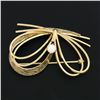 Image 2 : Vintage Carl Art Inc 14k Gold Modernist Wire Work & Pearl Dual Finish Bow Brooch
