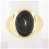 Image 1 : Men's 14K Yellow Gold Oval Cabochon Bezel Set Brown Star Sapphire Solitaire Ring