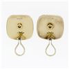 Image 5 : Vintage TRIANON 14k Two Tone Gold Rock Crystal & Diamond Domed Cushion Earrings