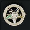 Image 2 : Antique Art Deco 14k White Gold Multi Colors Enamel Work Star Masonic Pin Brooch