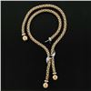 Image 5 : 14k TT Gold Fancy Popcorn Link Chain Lariat Necklace w/ Polished Bead Tassels