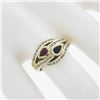 Image 3 : 14K Yellow Gold 0.96 ctw Ruby, Sapphire & Diamonds Moi Et Toi Bypass Band Ring