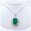 Image 1 : 17.31 ctw Emerald and 2.14 ctw Diamond Platinum Pendant
