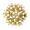 Image 1 : Vintage 18k Yellow Gold White Pearl Cluster Flower Bouquet Circle Pin Brooch