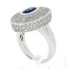 Image 9 : Platinum Oval Bezel Sapphire Pave Diamond Covered Milgrain Platter Cocktail Ring