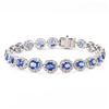 Image 1 : 9.53 ctw Blue Sapphire and 3.85 ctw Diamond 14K White Gold Bracelet