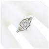 Image 3 : Antique Art Deco 18k Gold European Diamond Solitaire w/ Filigree Engagement Ring