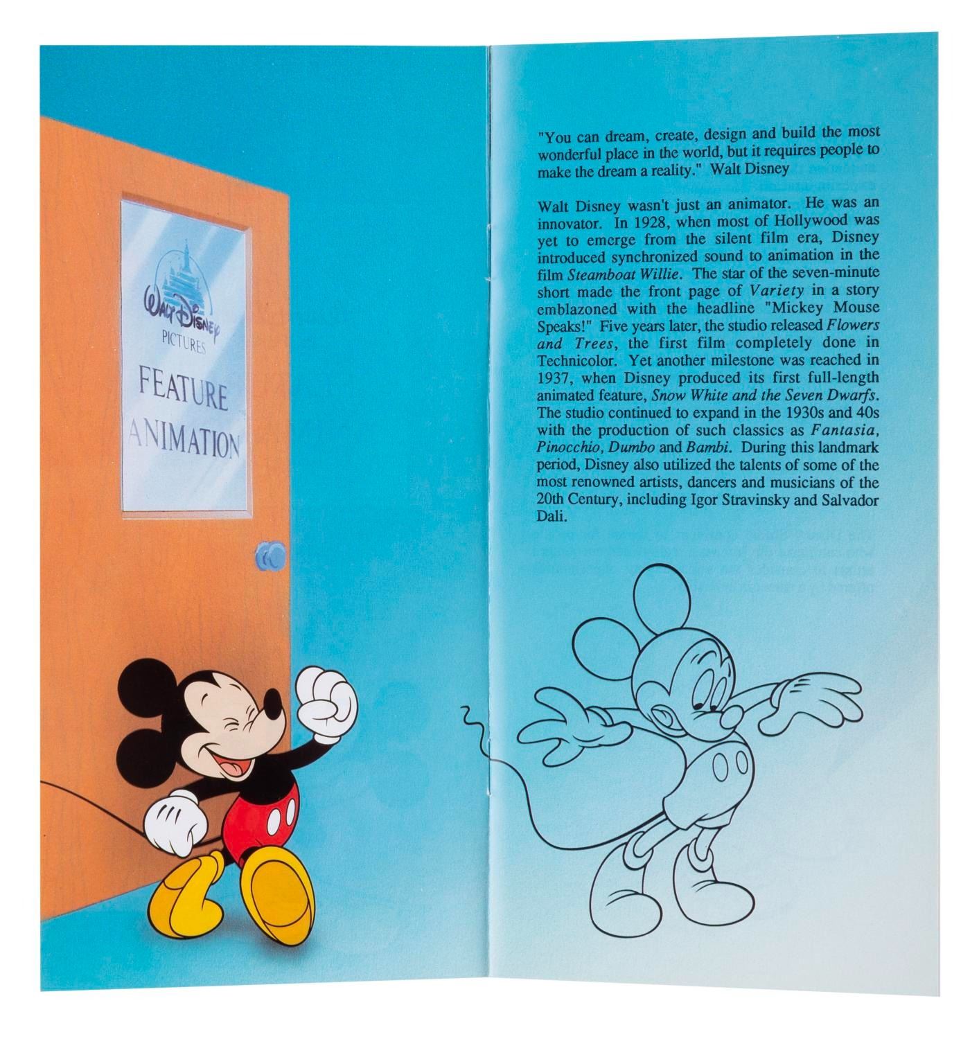 A Walt Disney Pictures Feature Animation Pamphlet.