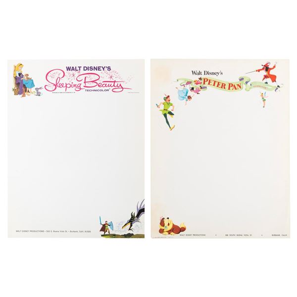 Disney Studio "Peter Pan" and "Sleeping Beauty" Stationery.