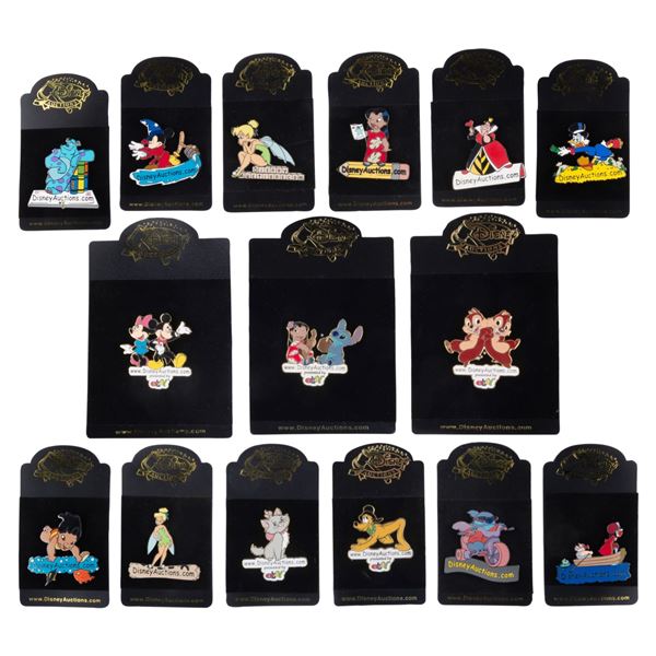A Collection of Sixteen Disney Auctions Gift with Purchase Pins.