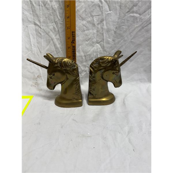 Brass unicorn bookends